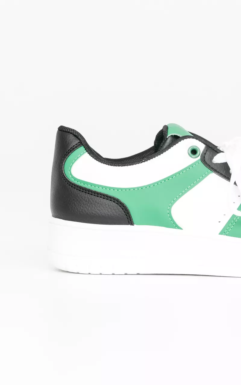 Leather-look sneakers White Green