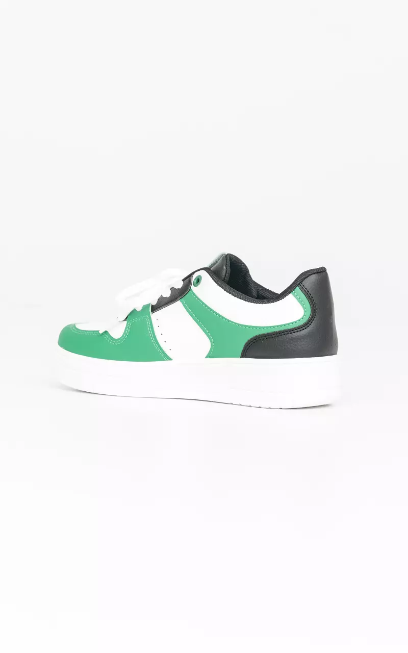 Sneaker met leatherlook Wit Groen