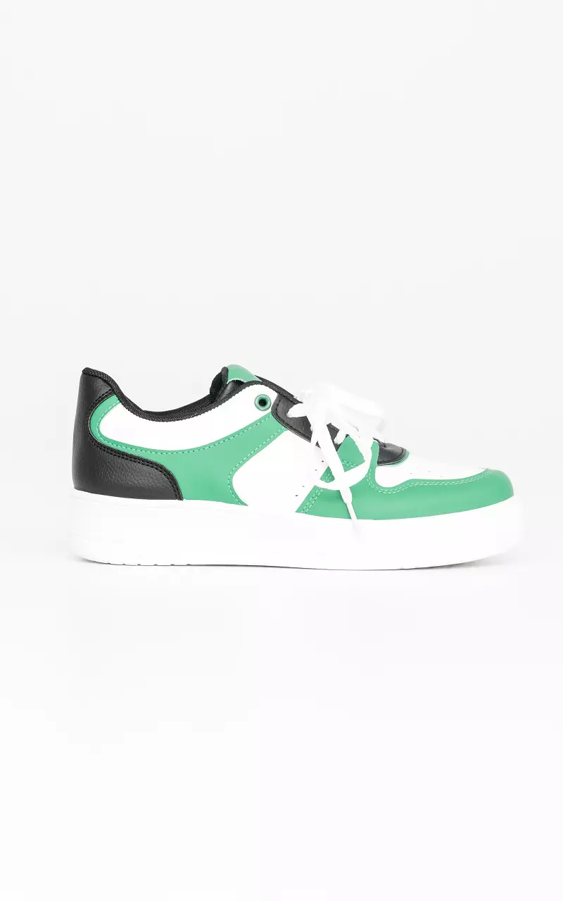 Sneaker im Leder-Look Weiß Grün