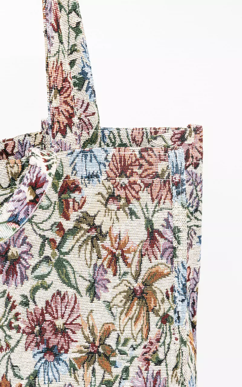 Shopper with print Beige Lilac