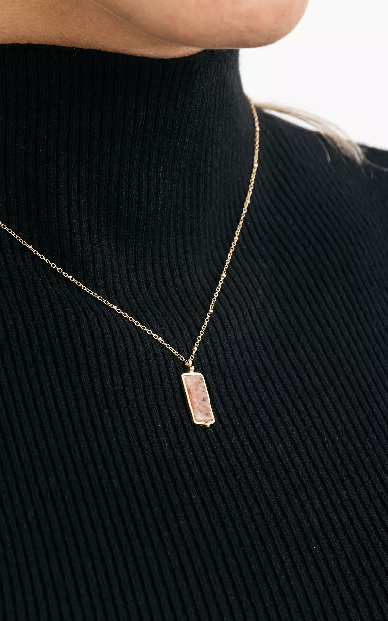 Adjustable necklace with stone Gold Light Pink