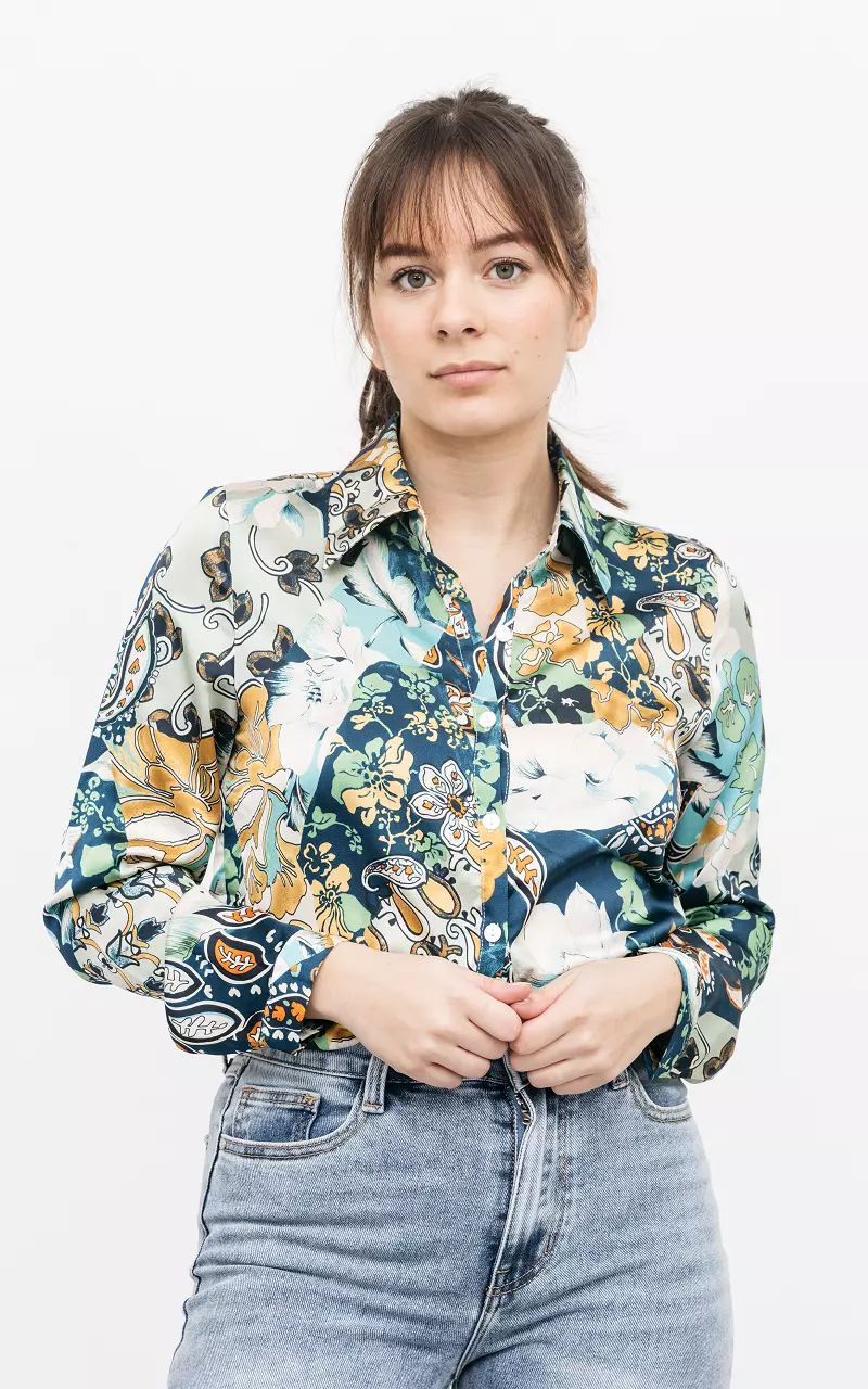 Blouse with print Green Blue