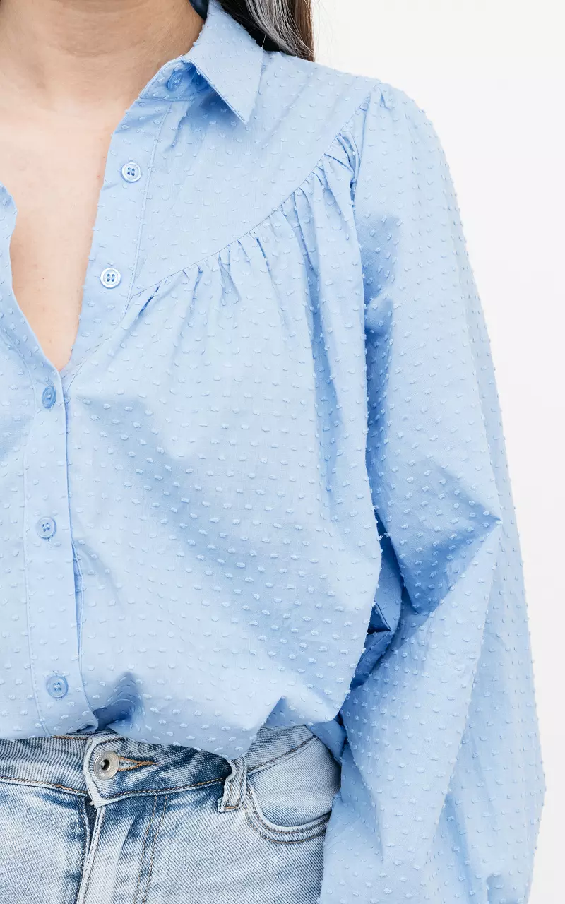 Verspielte Bluse mit Details Blau