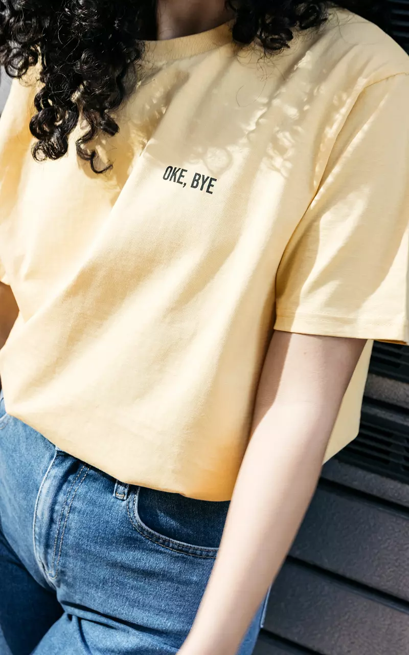 Cotton shirt with round neckline Yellow