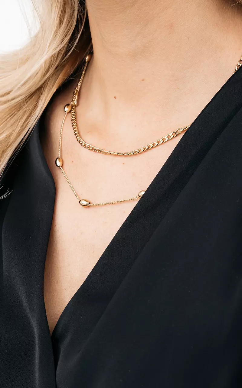 Stainless steel two-layer necklace Gold