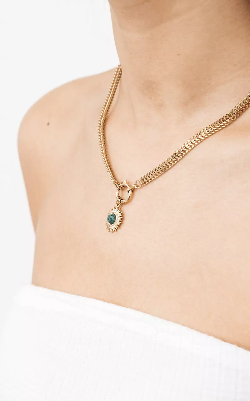 Pendant necklace Gold Green