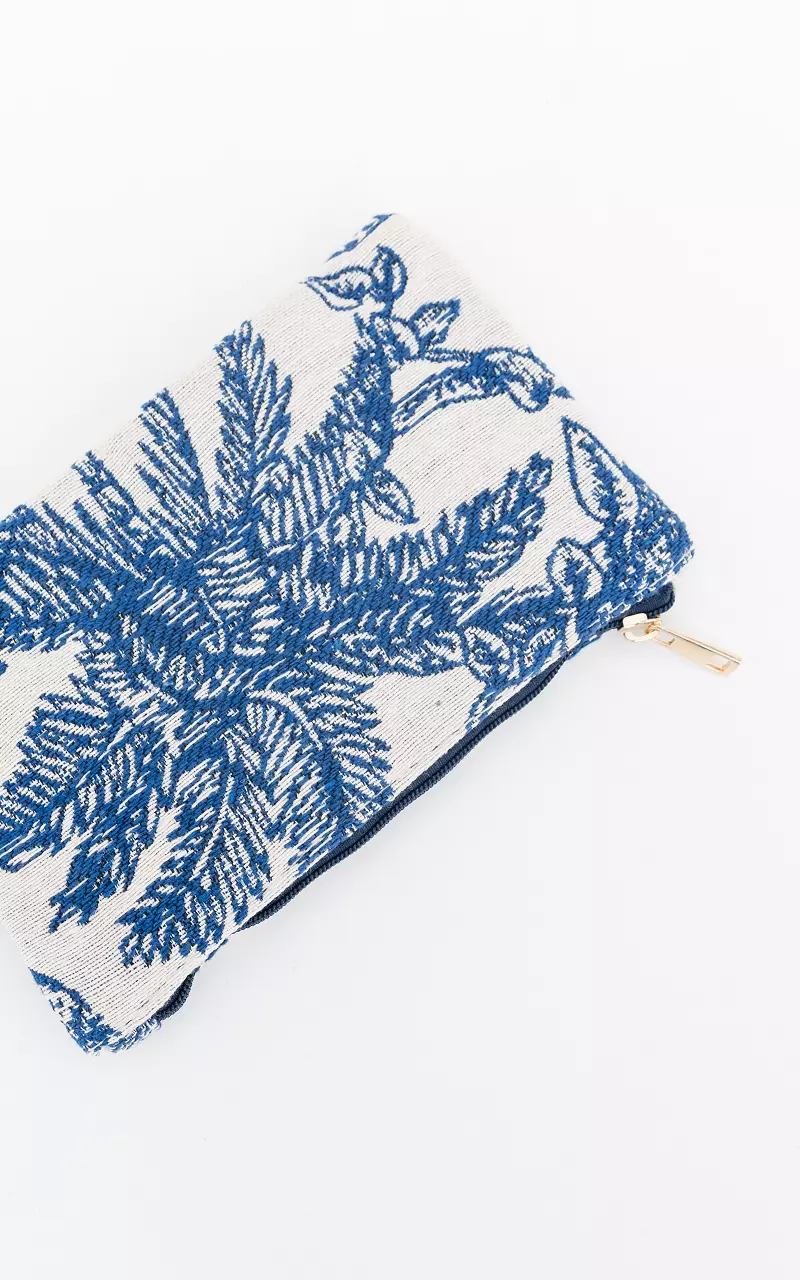 Kleines Portemonnaie mit Palmen-Muster Blau Weiß