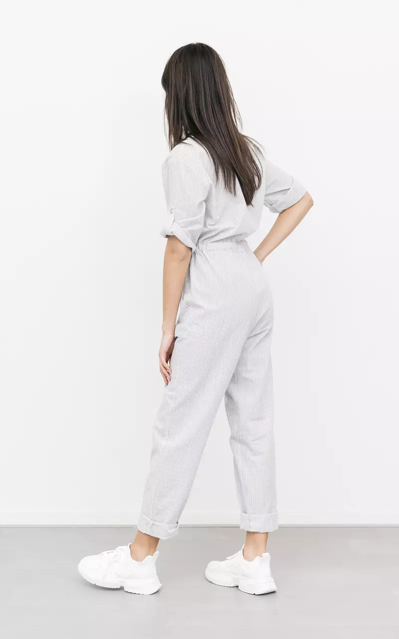 Cotton jumpsuit with buttons Grey White
