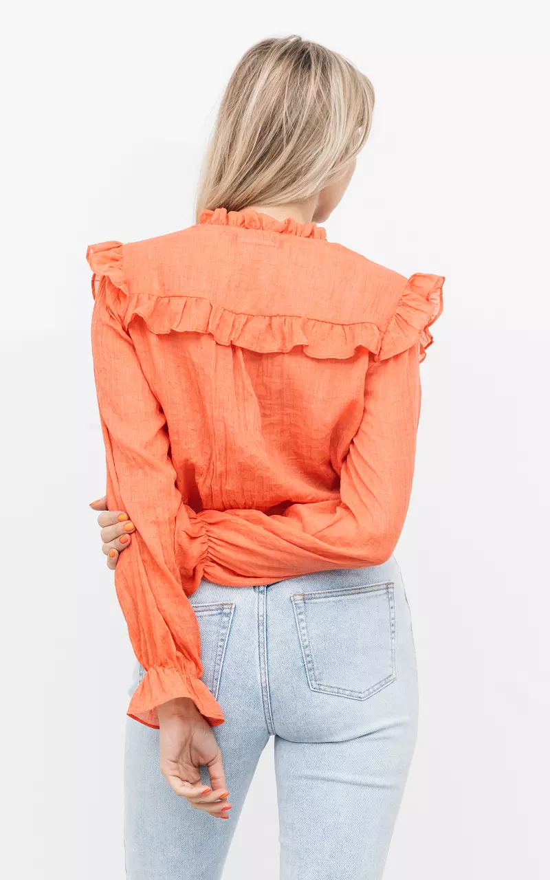 Ruffled blouse with buttons Orange