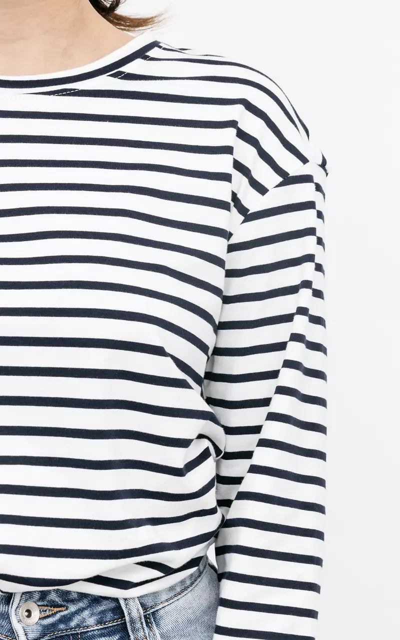 Striped long-sleeved shirt White Dark Blue
