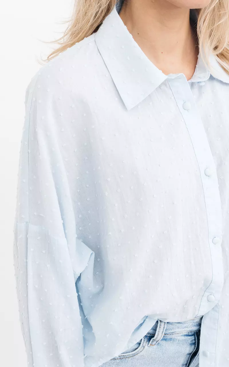 Katoenen blouse met knoopjes Lichtblauw