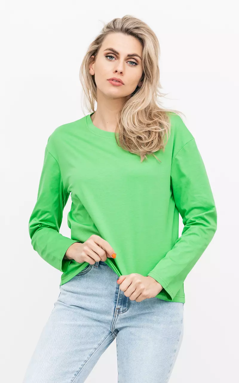 Basic shirt with round neck Green