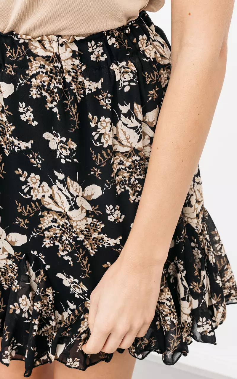 Floral print skirt Black Beige