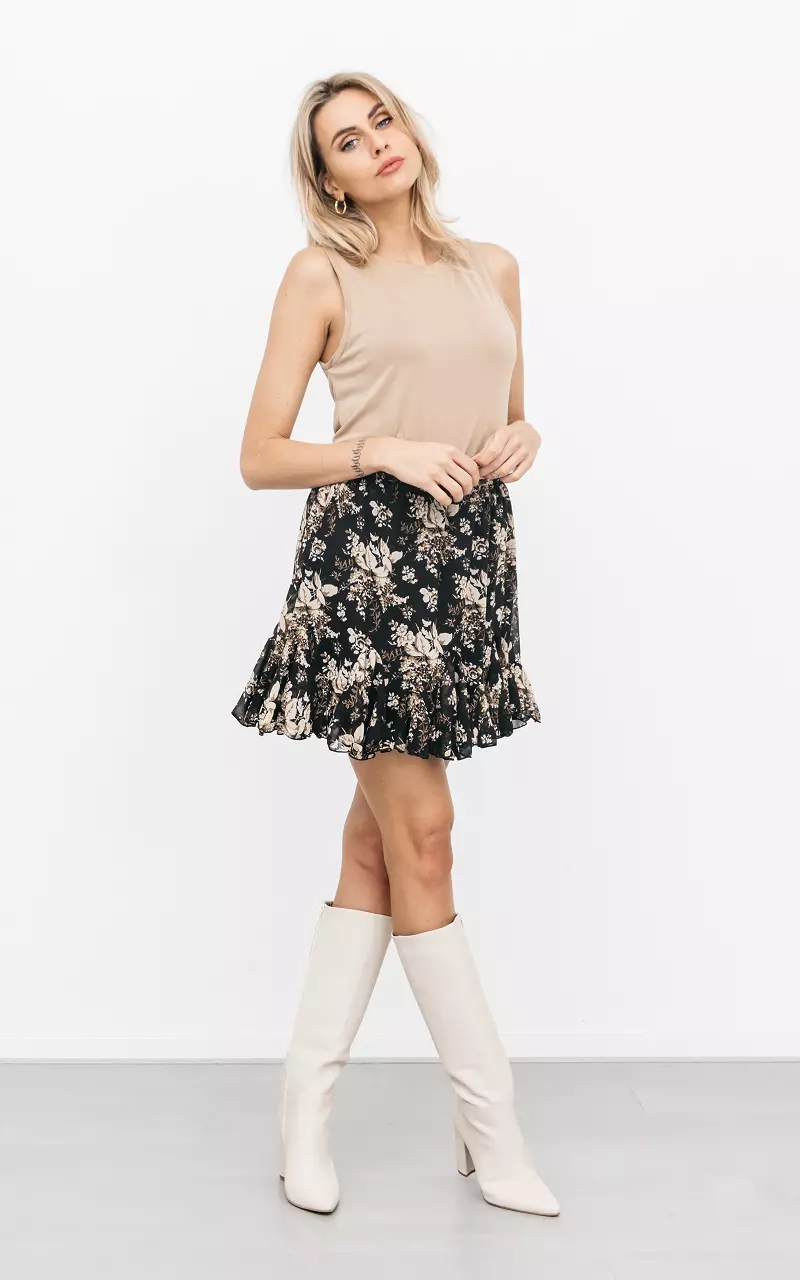 Floral print skirt Black Beige