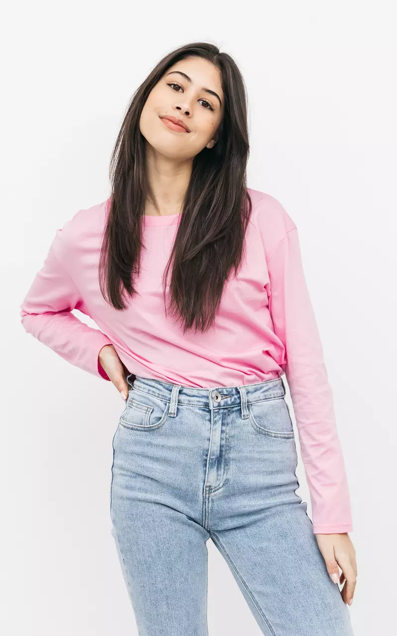 Basicshirt mit Rundhalsausschnitt Pink