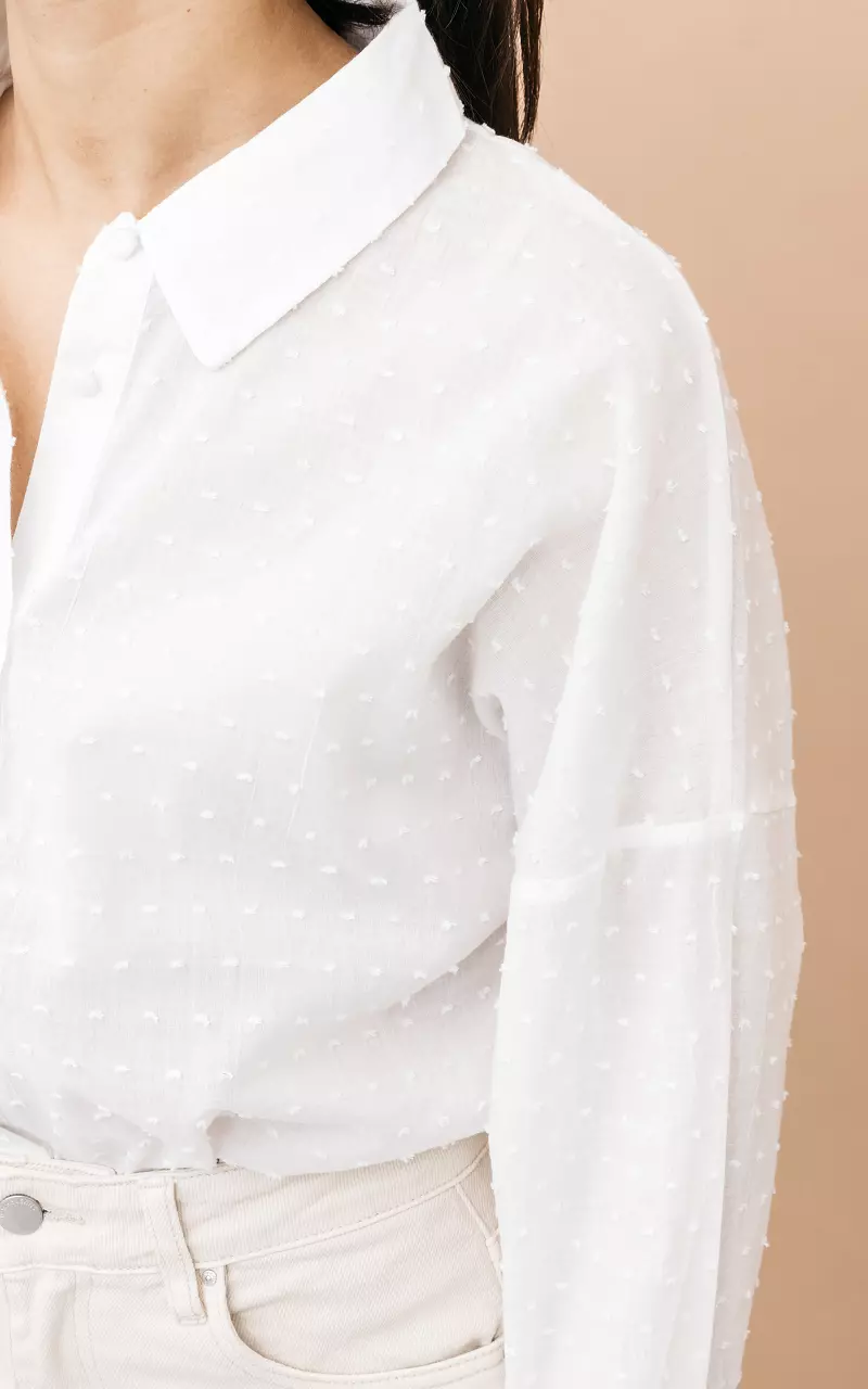 Katoenen blouse met knoopjes Wit