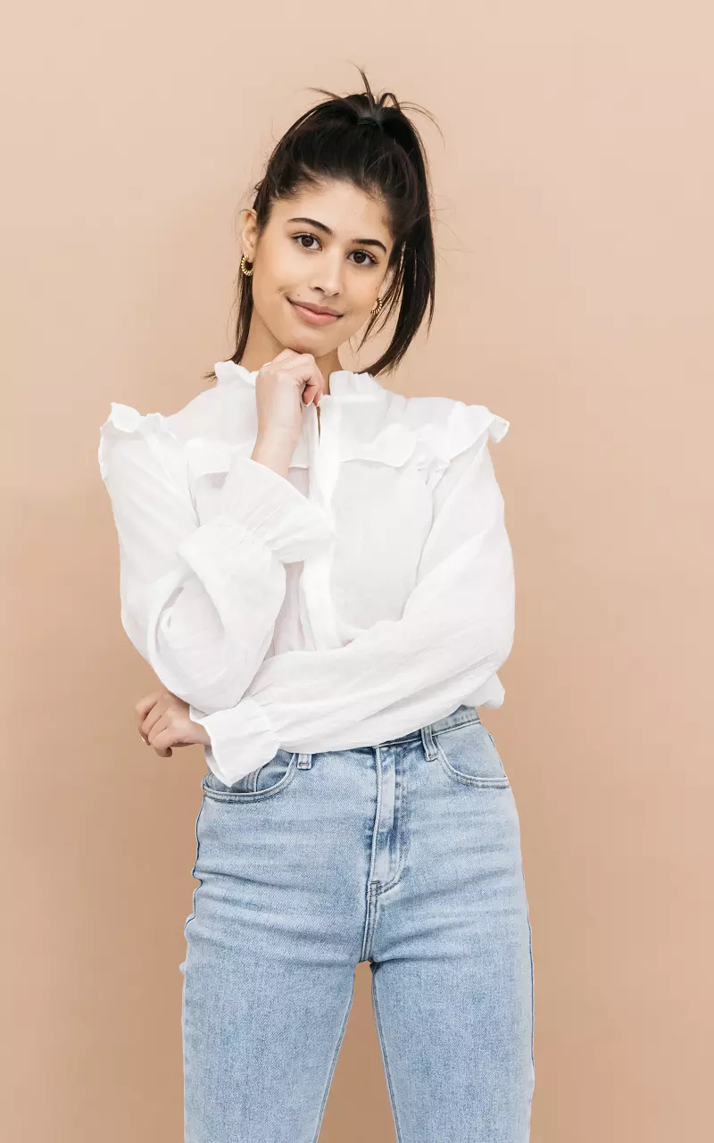 Blouse met ruches Wit