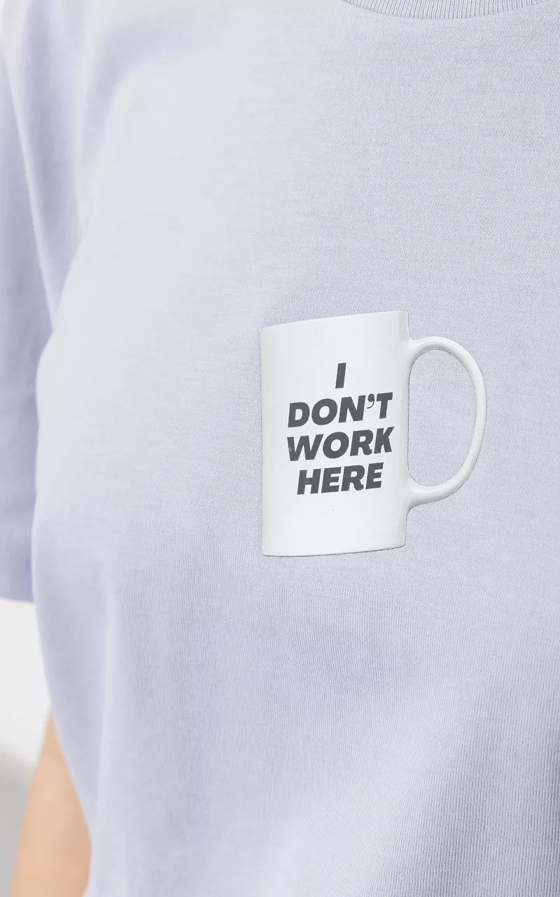 Shirt 'I don't work here'  Lila Wit