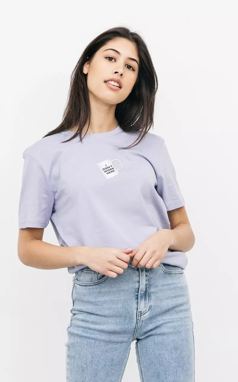 Shirt with round neck Lilac White