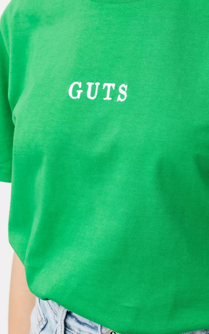 Basic shirt 'Guts' borduursel Groen