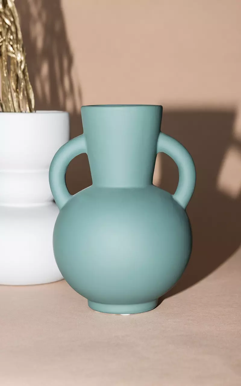 Rubber look ceramic vase Green