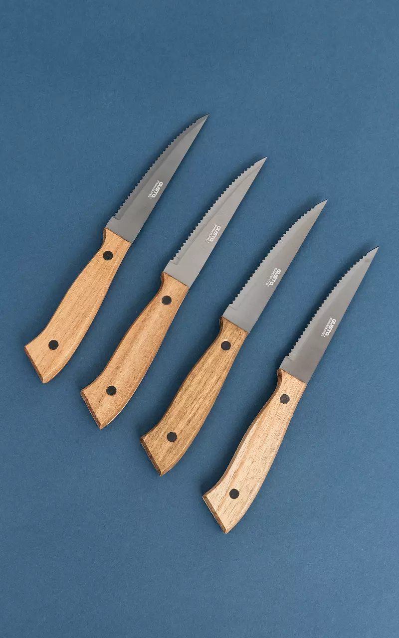 Set van vier steakmessen Lichtbruin Zwart