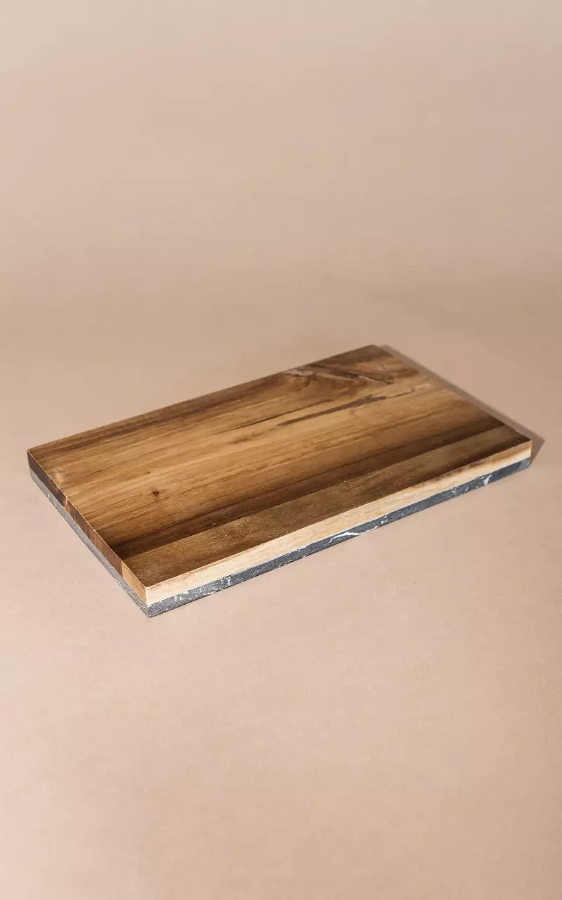 Marble and wood serving board Brown Black