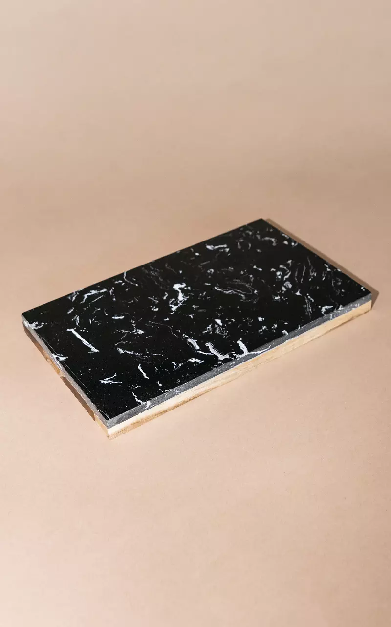 Marble and wood serving board Brown Black