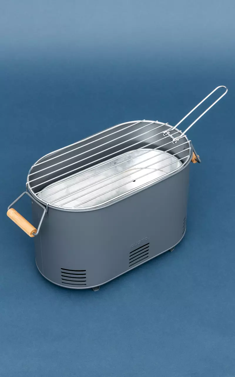 Oval barbecue with tray Black Light Brown