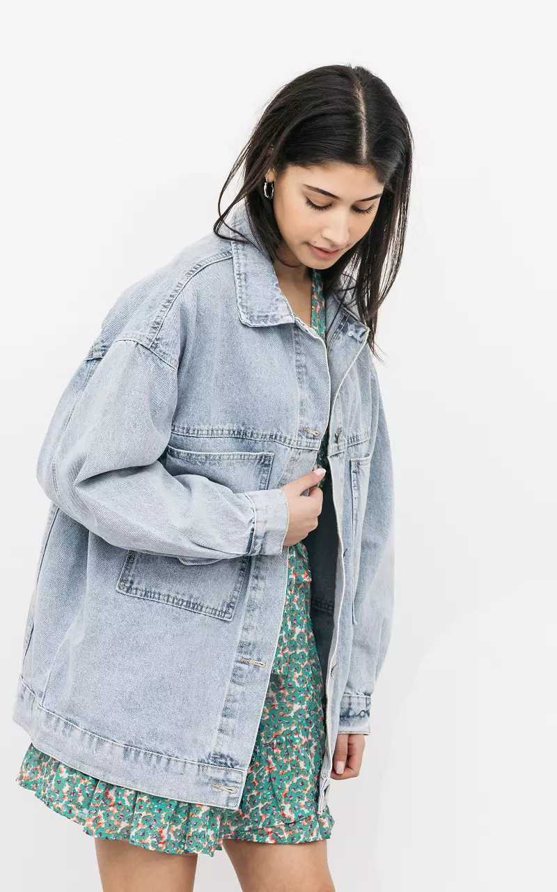 Denim jacket with silver-coloured buttons Light Blue