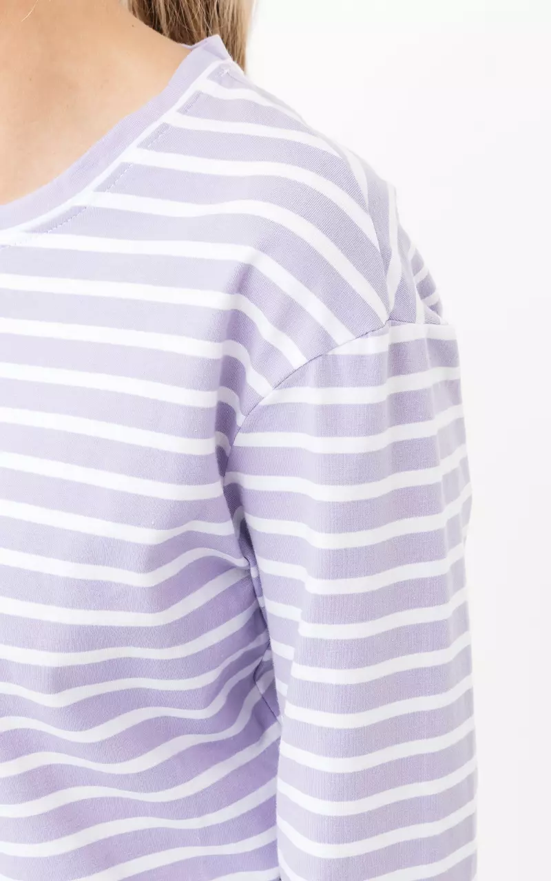 Striped long-sleeved shirt Lilac White