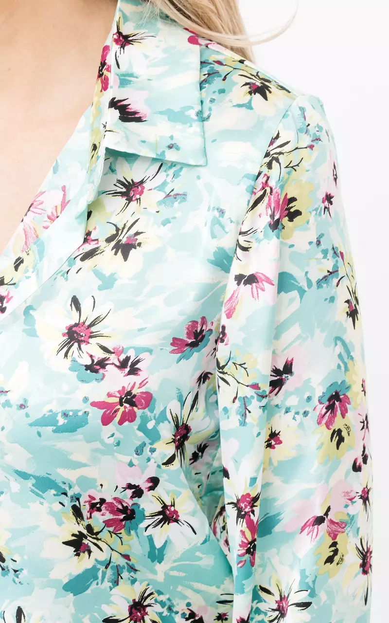 Floral print blouse Mint Light Pink
