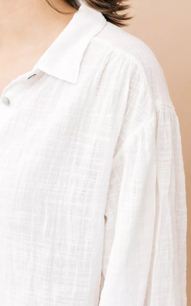 Bequemes Hemdkleid mit Knöpfen Weiß