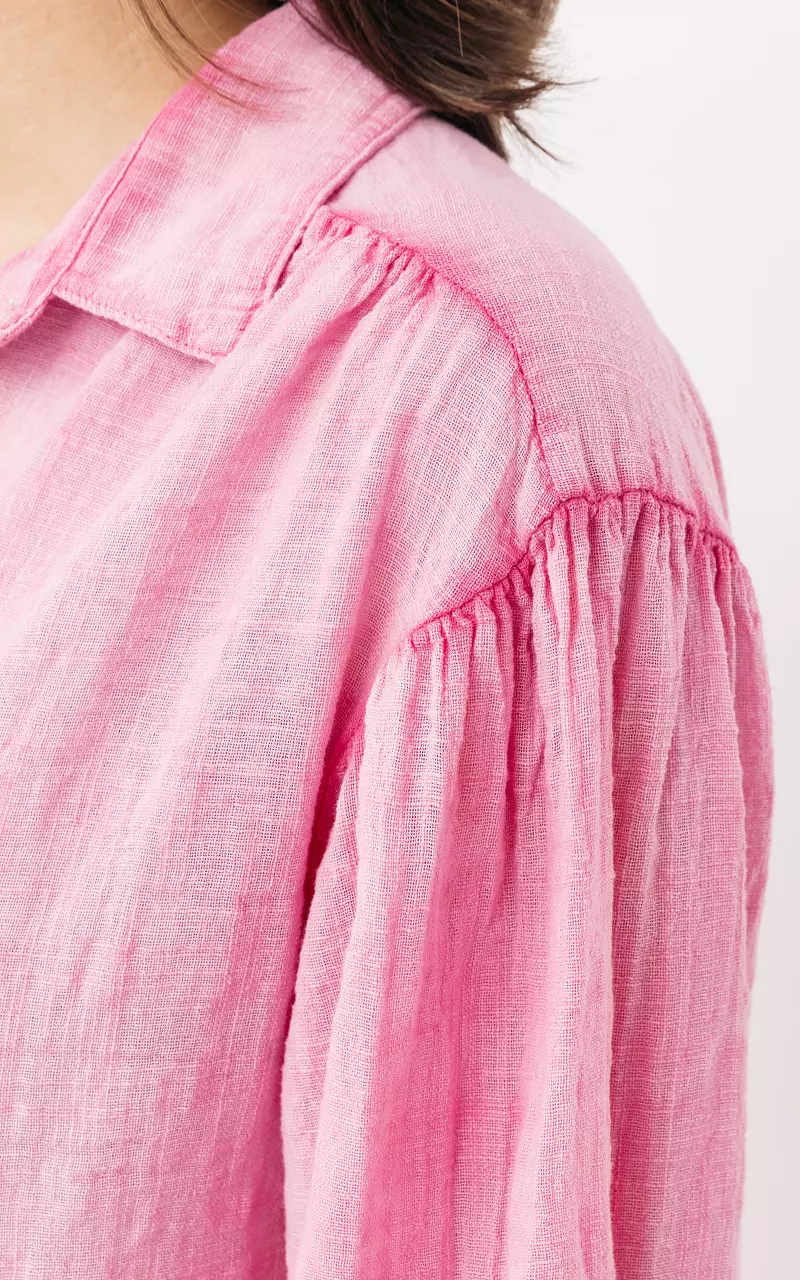 Bequemes Hemdkleid mit Knöpfen Pink