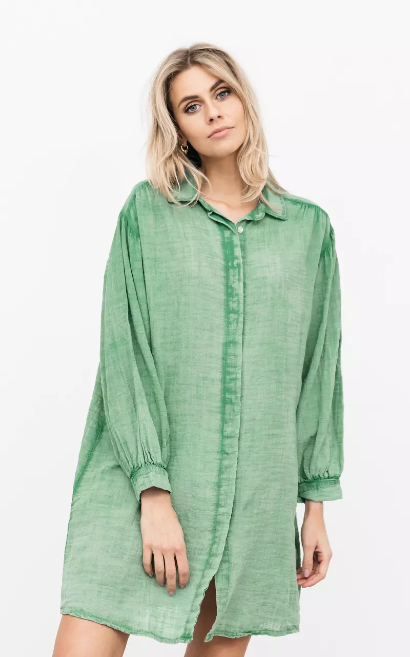 Bequemes Hemdkleid mit Knöpfen Hellgrün
