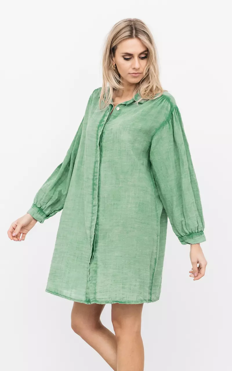 Bequemes Hemdkleid mit Knöpfen Hellgrün