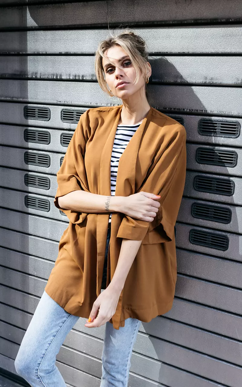 Cardigan with waist tie Camel