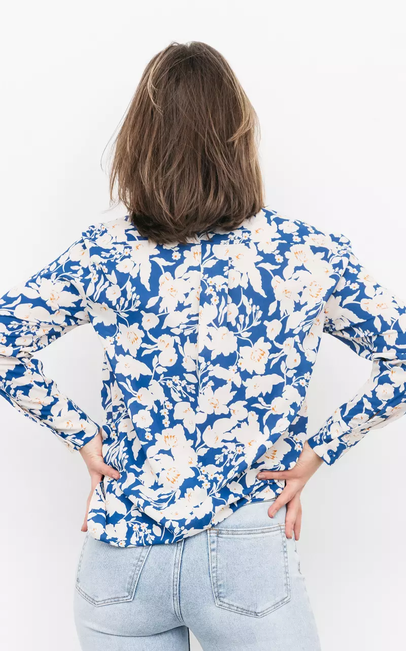 Blouse with floral print Blue Cream