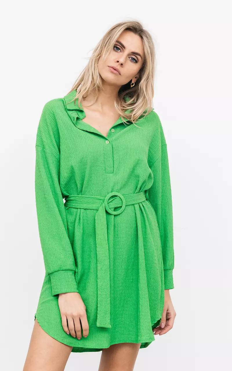 Dress with buttons and belt Green