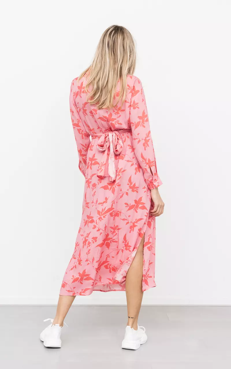 Midi jurk met strikdetail Lichtroze Roze