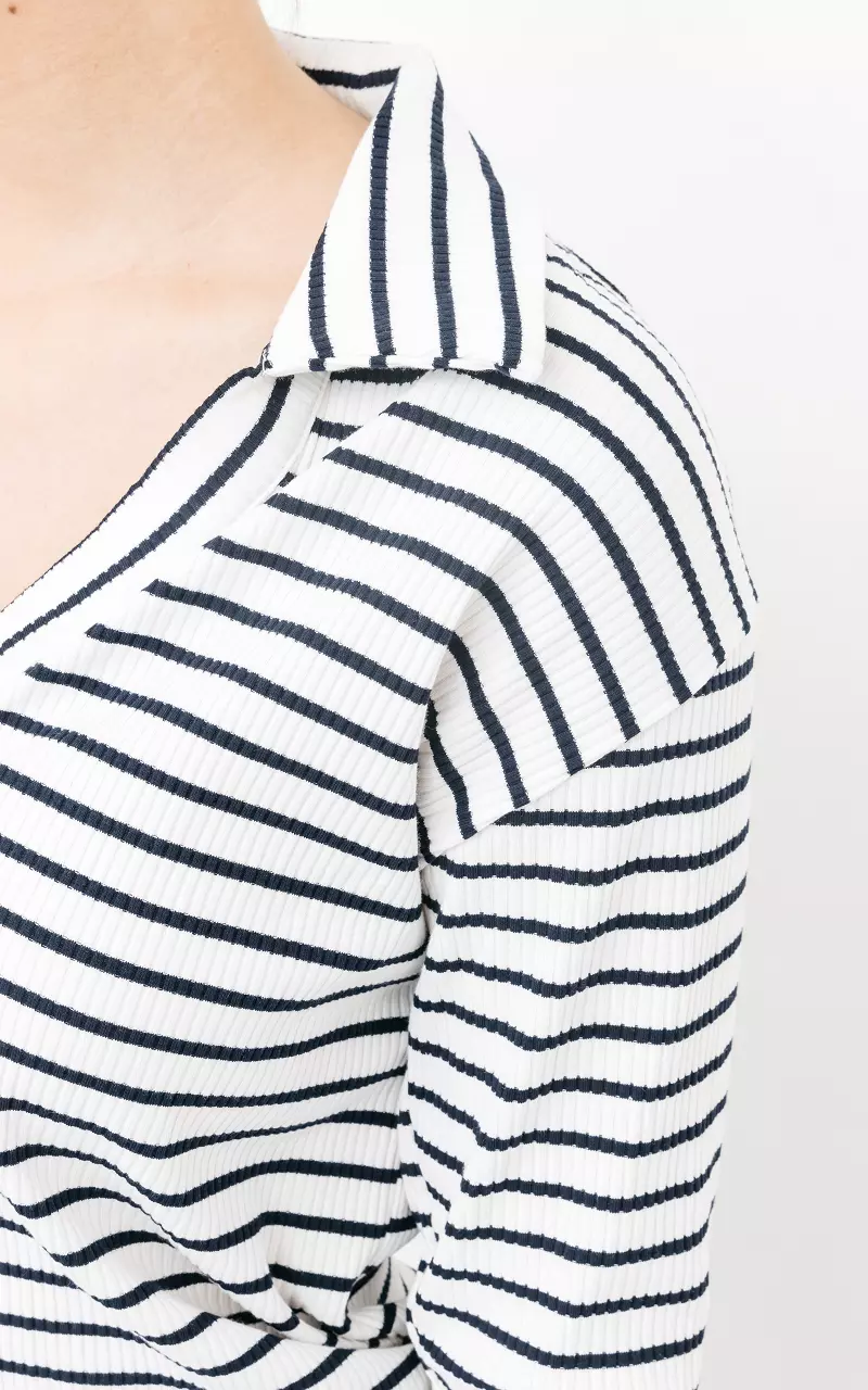 Striped shirt with collar White Dark Blue
