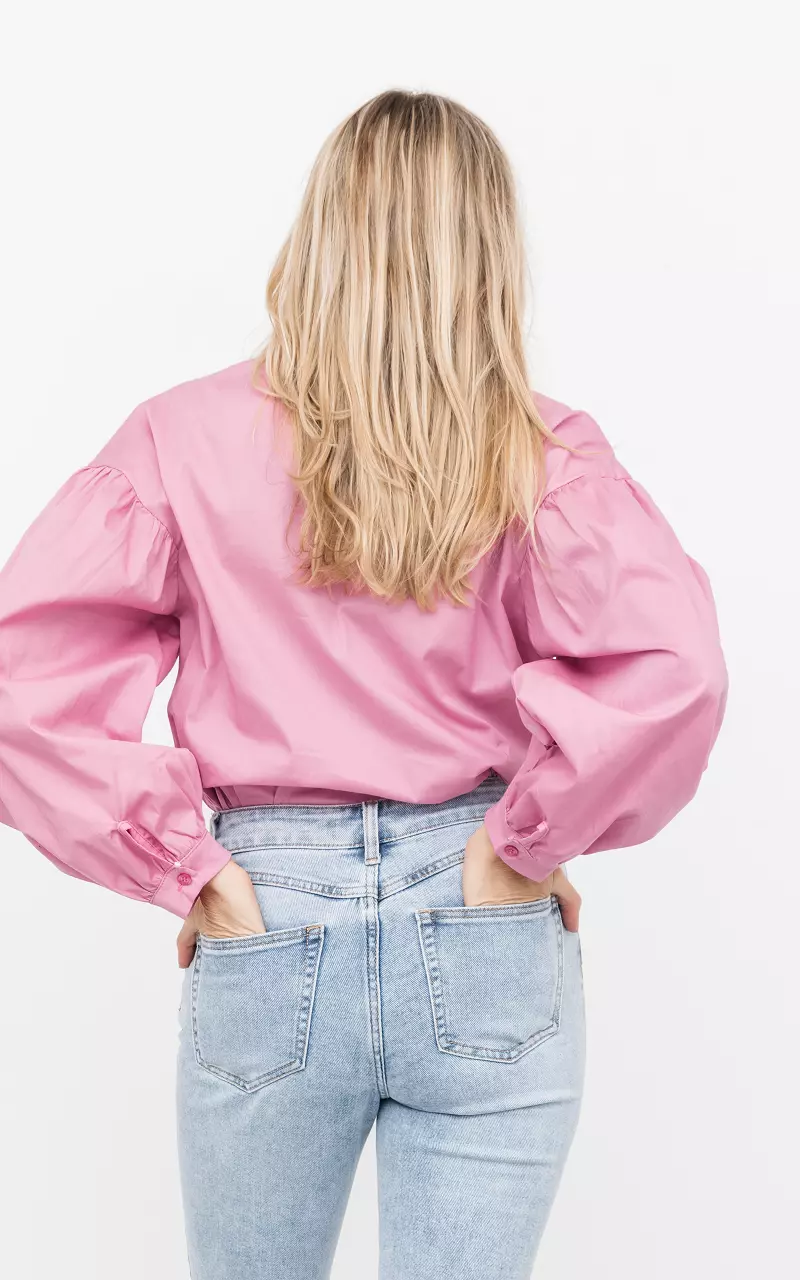 Onesize -Bluse mit Puffärmeln Pink