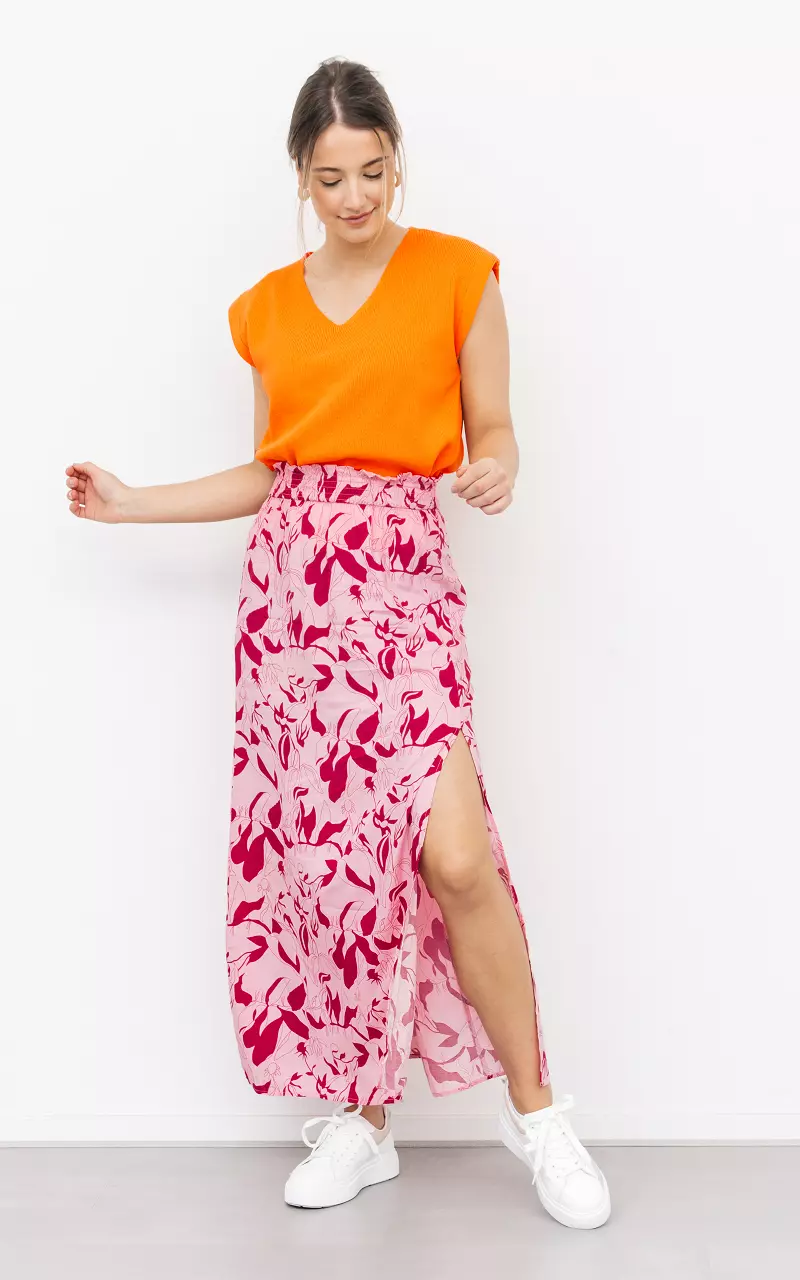 Maxi skirt with split Light Pink Pink