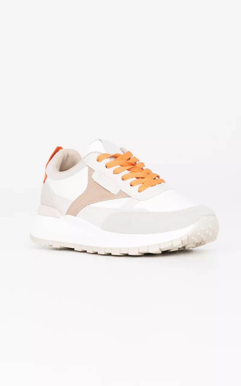 Sneakers with coloured laces Beige Orange