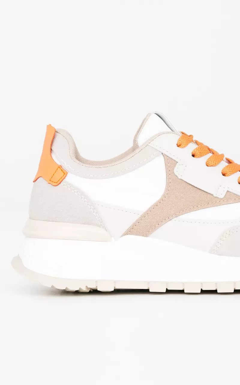 Coole Sneaker mit Schnürsenkeln Beige Orange