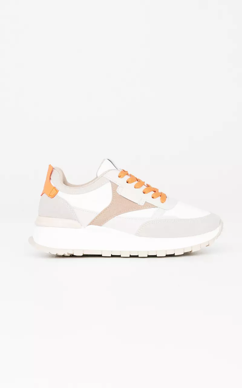 Coole Sneaker mit Schnürsenkeln Beige Orange