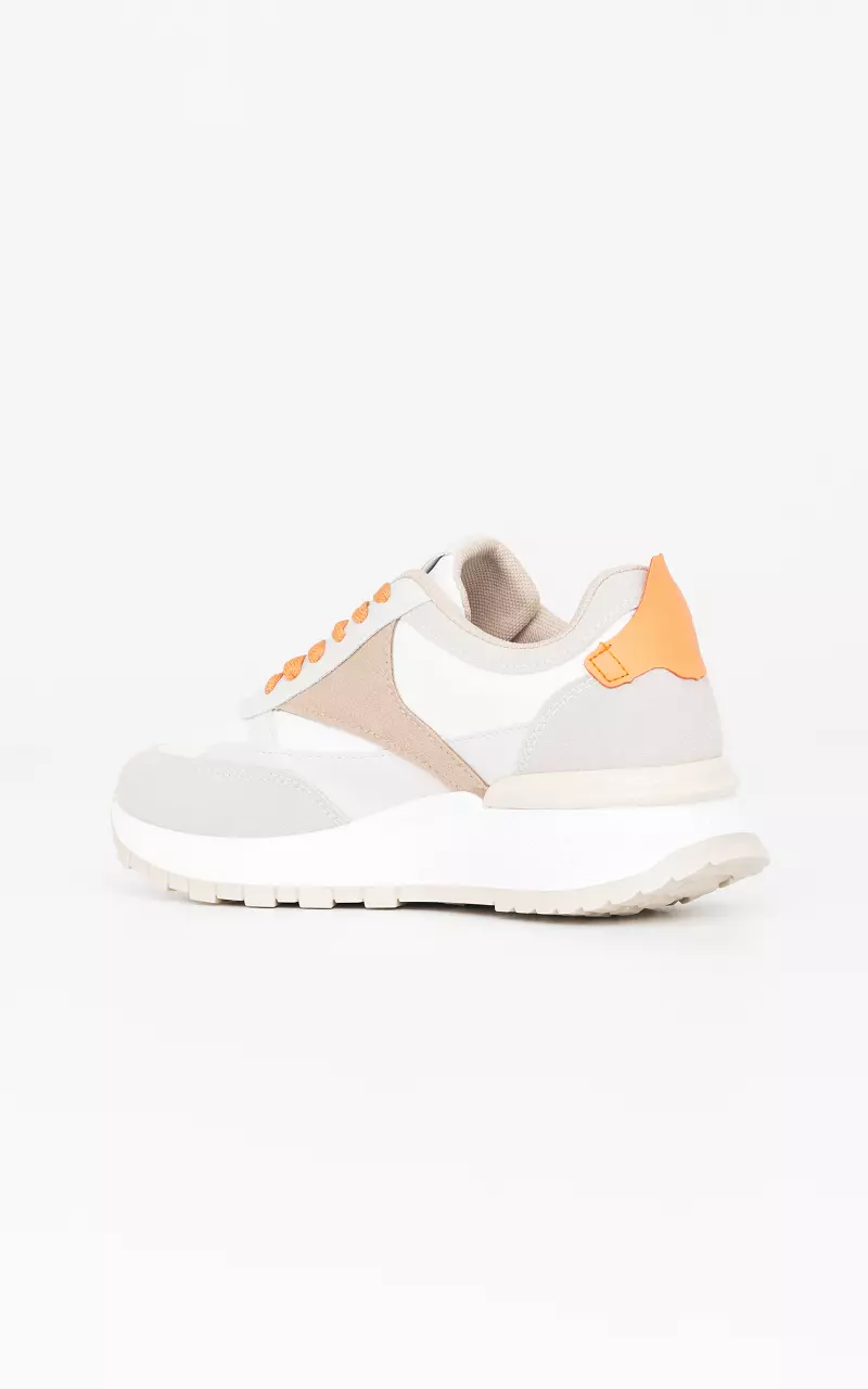 Sneakers with coloured laces Beige Orange