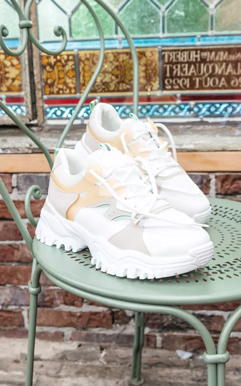 Sneakers with thick sole White Yellow