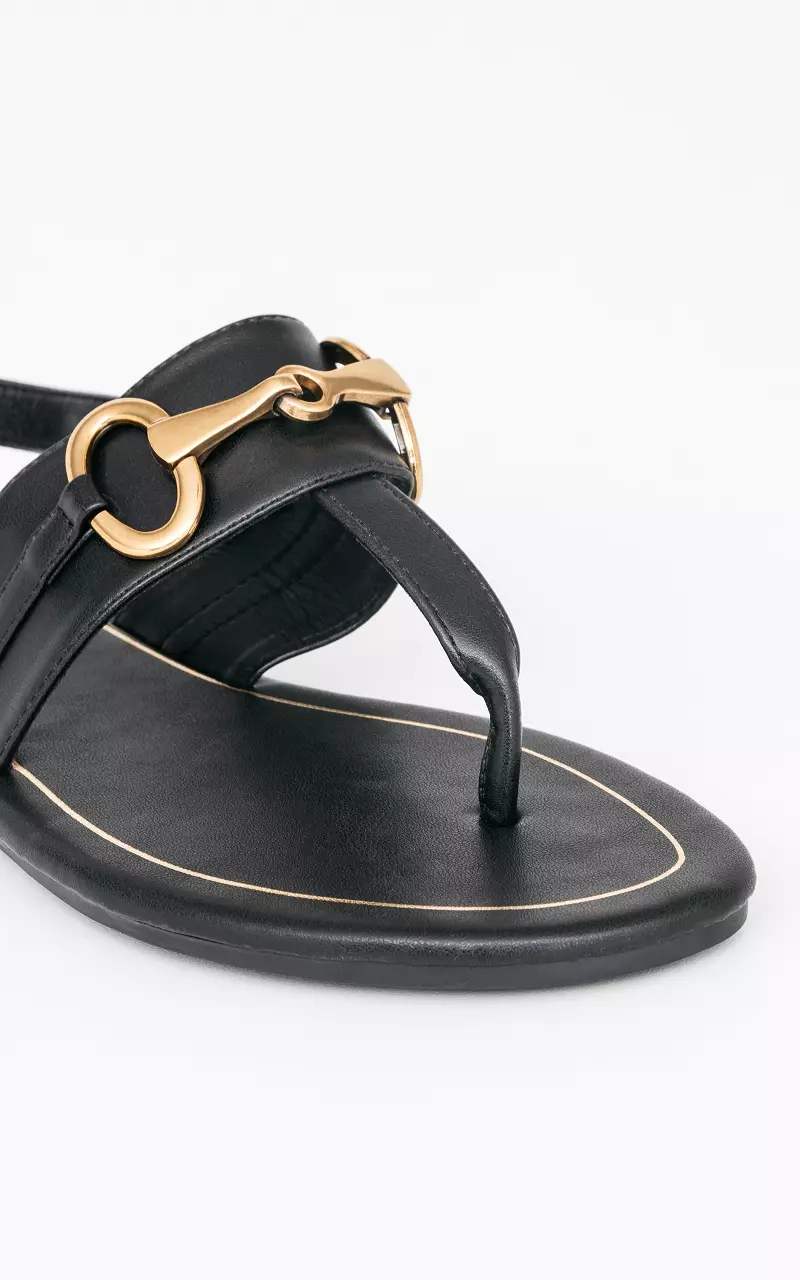 Flip flops with gold-coated clasp Black Gold