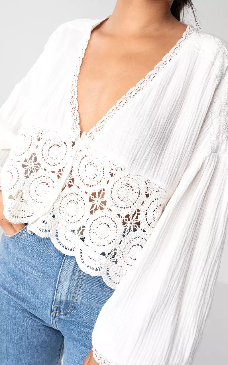 Cotton top with lace details White